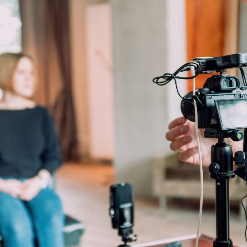 woman on camera